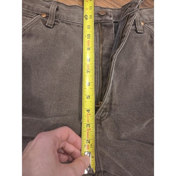 Vtg Wrangler Brown Denim Jeans 35x35 Straight Leg USA Zip Fly Faded - Picture 9 of 11